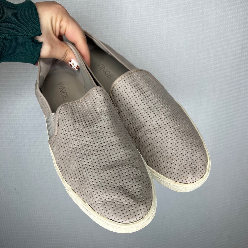 Vince Blair Warren‎ Perforated Leather Slip On Sneakers Taupe Women's US 10